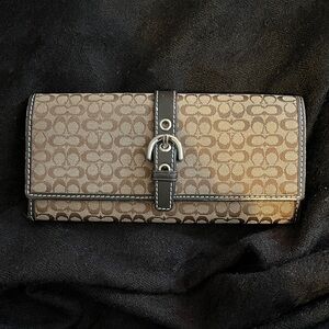 Coach Beige and Brown Signature eyeglass case/wallet